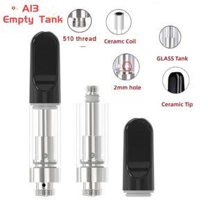 USA A13 Vapinage en verre de réservoir de vape vide Vaporisateur d'huile 0,5 ml 1 ml de style vape Style Huile Atomizer 510 Cartouches en verre avec bobine en céramique en céramique O Vaporisateur stylo