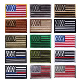 USA American flag high quality Black Tactical Embroidery Army Badge Hook Loop Armband 3D Stick on Jacket Backpack Stickers
