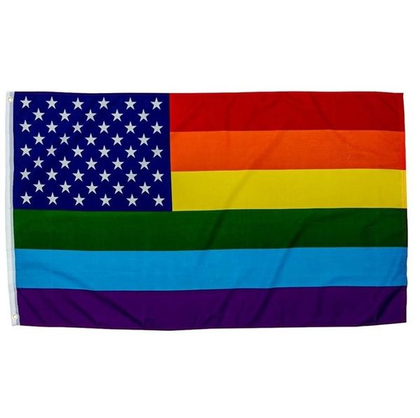 Drapeau de la Gay Pride américaine et américaine Lgbt, 3x5 pieds, bannières volantes en Polyester de haute qualité, bon marché, vente en gros, arc-en-ciel