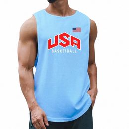 États-Unis et drapeau des États-Unis Fi Sports Débardeurs Mens Summer Quick Dry Mesh Gym Vêtements Muscle Vest Basketball Jersey 16hj #