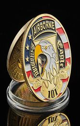 USA Army 101st Ariborne Division Gold plaquée Crafle Commémorative Défi Badge Military Collecble de monnaie