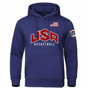 USA Basketballer imprimé capuche sport hommes chaud manches longues polaire vêtements confortables automne Fi Street Sweatshirts homme F5K2 #