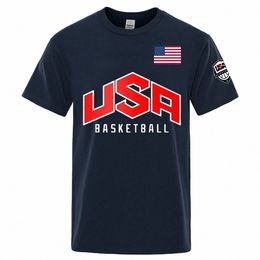 USA Basketballer Imprimé Street Casual T-shirts Hommes Lâche Oversize Vêtements Respirant Cott Manches courtes Fi Hip Hop Tees g78c #
