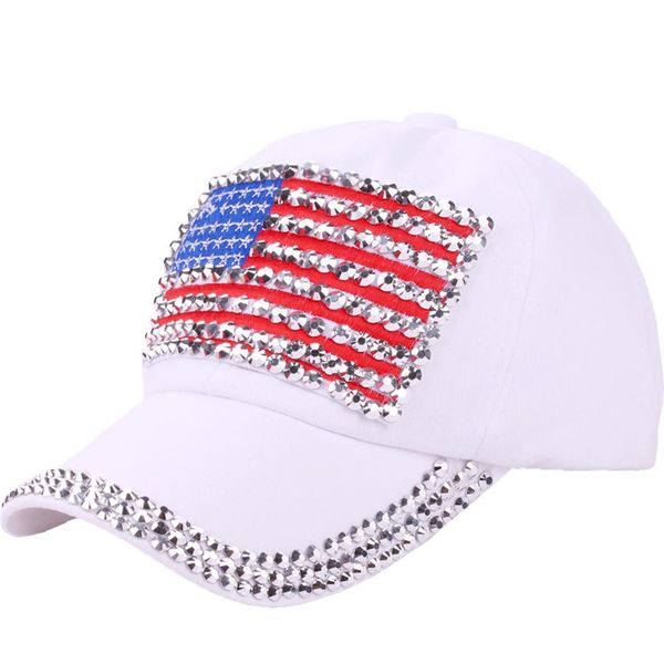USA Bling Baseball Cap Sparkle American Flag Hat for Men Women Women Hip Hop Caps UV Protection Soleil