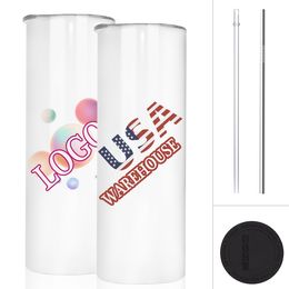 EE. UU./CA 5 días Entrega 20oz Tumbler Acero inoxidable Sublimación de pared doble en blanco con tapa 4.23