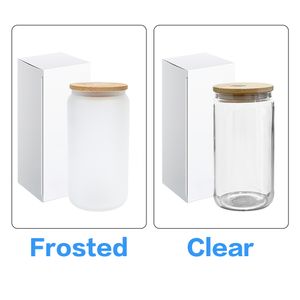 USA CA Entrepôt 16oz clair givré soda en forme de tasse de café de glace Sublimation Blanks gobelet en verre peut avec paille et couvercle