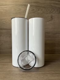 USA CA Warehouse Livraison en 3 à 7 jours Gobelet maigre de 20 oz avec couvercle en paille en plastique Gobelet à sublimation vierge Tasses de voyage isolées sous vide à double paroi Tasses à café à bière DIY