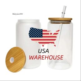 Usa/Ca Warehouse Best Selling Coke Bottle Soda Shape 16Oz Beer Coffee Sublimation Glass With Straw And Lid 0514