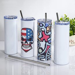 USA / CA Warehouse Custom Thermos Flask 20oz Double mur en acier inoxydable en acier avec couvercle et paille 4.23