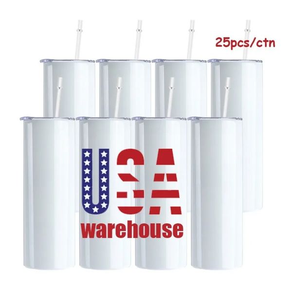 Bouteille isolée à Double paroi de 20oz pour voiture, gobelet à Sublimation mince et droit, vierge, offre spéciale, entrepôt des états-unis et de la Californie, DIY, G0901