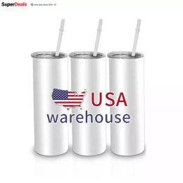Entrepôt USA CA Prêt à expédier en gros 20 oz blanc blanc maigre gobelets à sublimation en acier inoxydable directement 3 jours de livraison G0912
