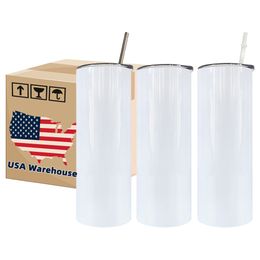 VS/CA Warehouse Slimming Tumbler 20oz volledige rechte niet-taps toelopende lege sublimatie van boven naar beneden met dezelfde breedte roestvrijstalen mok voor DIY-printen 4.23