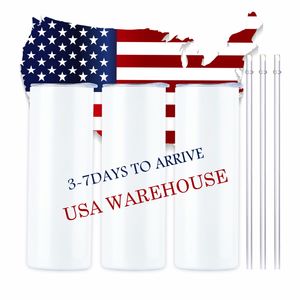 USA CA Warehouse stocké en acier inoxydable double mur isolé 20oz blanc Straitement Slim Submation Blanks Tobus