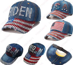 USA Cowboyhoeden 2020 Amerikaanse verkiezingsactiviteit Biden Harris Hoed Bling Bling Diamanten Pet Amerikaanse Vlaggen Baseball Caps IIA6373930377