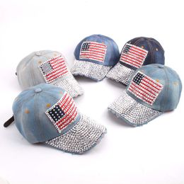 USA Cowboy Hats Party Diamond Baseball Cap Voyage American Flag Visor Cap Paps Peak