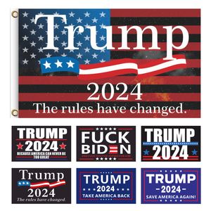 Trump 2024 Drapeau Élection Bannière 3x5 FT Donald Drapeaux Décor Les Règles Ont Changé Biden Bannières VT0490