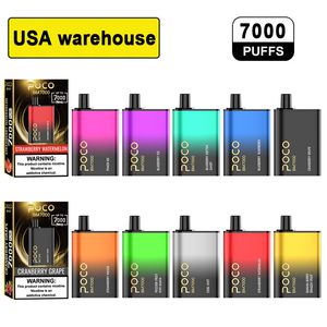 USA Eletronic Cigarette Original 7000 bouffées Poco BM7000 Cartouche de stylo vape jetable Bobine de maille rechargeable 17ML 10 Flavors Device Vapor stylo Vaporisateur