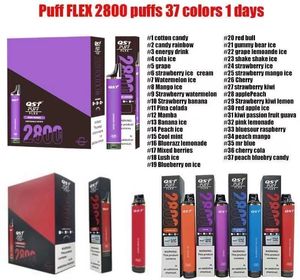 USA EU Entrepôt E-cigarettes jetables QST Puff Flex 2800 0% 2% 5% 8 ml 850 mah Batterie Vape Desechable Puffs autorisé 37 saveurs populaires