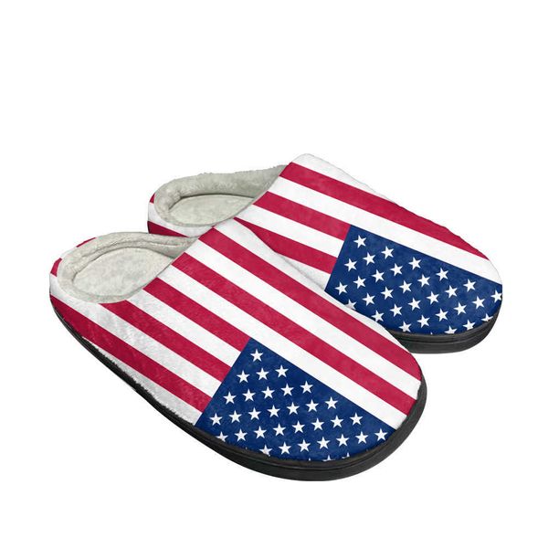 USA Drapeau Accueil Coton Personnalisé Pantoufles Hommes Femmes Sandales American Prode En Peluche Chambre Casual Garder Au Chaud Chaussures Thermique Pantoufle X230519