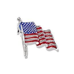USA Vlag Revers Pin Leuke Strass Schilderij Olie Emaille Broche Crystal Vlaggenmast Zak Kleding Mode-sieraden Amerikaanse Vlag Badge
