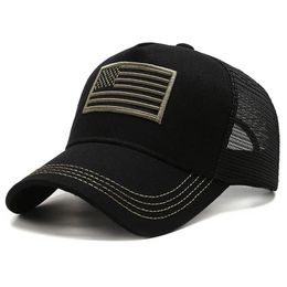 USA Vlag Mesh Baseball Cap Zomer Ademende Hoed Mannen Vrouwen Tactische Hoeden Unisex Hip Hop Caps Outdoor Sport Trucker hoeden 240301