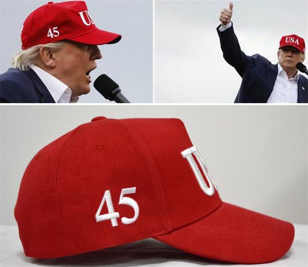 Sombreros de fiesta de EE. UU. Gorra de béisbol de algodón 45 Presidente Donald Trump Apoyo Unisex Gorras novedosas ajustables