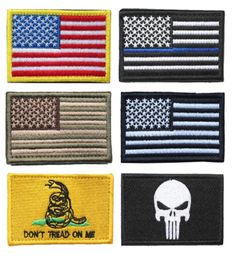 VS vlagpatches bundel 100 stuks Amerikaanse dunne blauwe lijn politie vlag don039t loop op mij schedel geborduurde moreel badge patch4675549