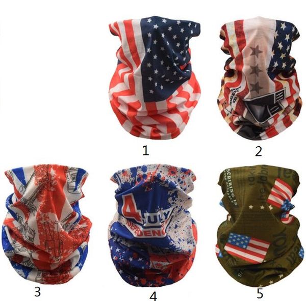 USA Flag Seamless Bandana Tube Neck Gaiter Warmer Magic Scarf Multifonctionnel Skull Head Scarf sports de plein air Balaclava Face Masks