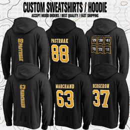 Sweat-shirt à capuche en polaire pour Fans du Club de Hockey américain 88 # Pastrnak Marchand Jeremy Swayman, marque