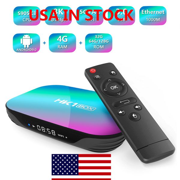 Expédié depuis les états-unis HK1 Amlogic S905X3 Tv Box Android 9.0 Smart 1000m 8K 4G Ram 32gb rom double wifi