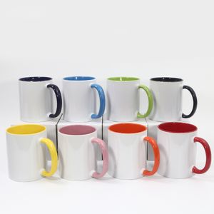 USA Local Warehouse sublimation tasse à café en céramique blanche 11oz 15oz 8oz tasse en émail 16oz tasses à bière en verre dépoli dégradé de couleurs verres gobelet pour thé bière cola