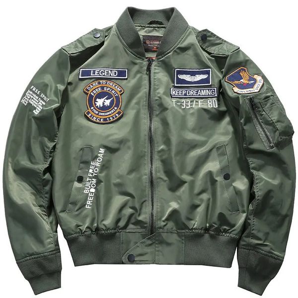 USA Mans Bomber Jacket Uniforme de béisbol Air Force One Army Aviation Jumper Ropa de trabajo Jersey de béisbol Abrigo bordado Hombres 240309