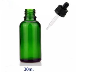 USA Market ronde 30ml groene glazen druppelflessen olieflessen 30 ml met kindveilige doppen voor cosmetica