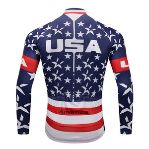 USA Men de vélo de cyclisme Pull à manches longues Jersey Vêtements de vélo de vélos en bassin top en bas de la veste idéale usure de sport