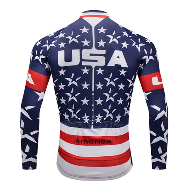 USA Men de vélo de cyclisme Pull à manches longues Jersey Vêtements de vélo de vélos en bassin top en bas de la veste idéale usure de sport