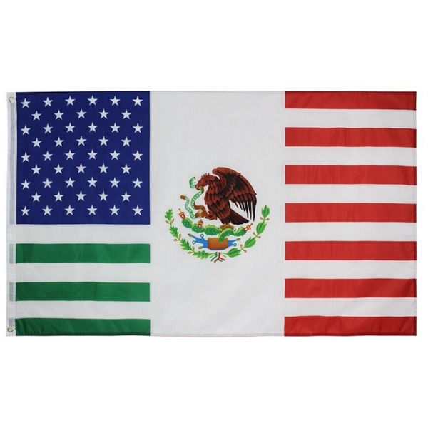 Drapeau d'amitié des états-unis et du mexique, 3x5 pieds, en tissu Polyester, prix bon marché, 5x3 pieds, drapeaux imprimés volants suspendus avec deux œillets