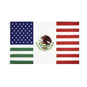 EE. UU. México Amistad Bandera Color vivo UV Resistente a la decoloración Exterior Doble costura Decoración Banner 90x150 cm Deportes Impresión digital al por mayor