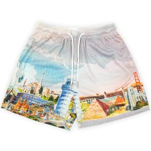 USA Outdoor Sports Designer Korte Broek Dames Heren Sneldrogende Fitness Mesh Shorts Digitale Print Ademend Los