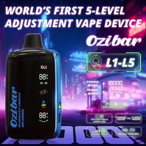 USA OZI GEM BAR PULSE 18000 Puff Full Screen Dual Mesh Coil El primer ajuste de 5 niveles de 5 niveles Meloso de vape desechable Dispositivo de aire Control de flujo de aire Turbo Modos E-cigil