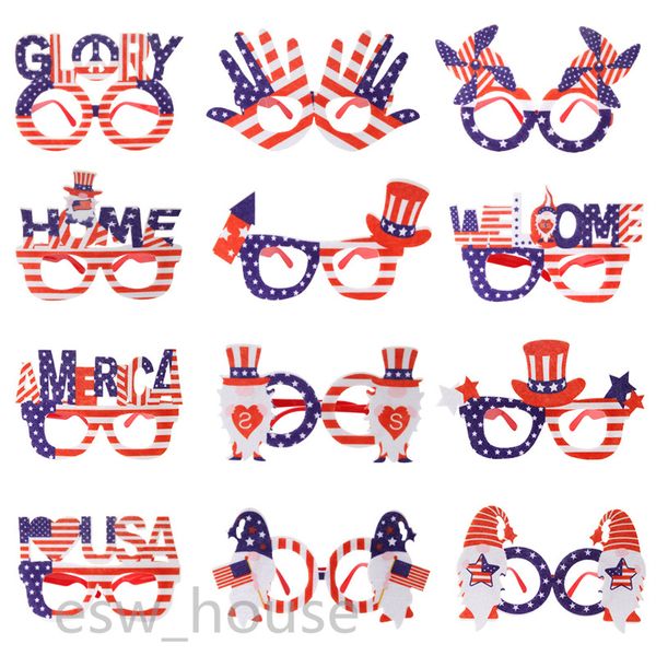 USA Patriotic Grasses Frames 4 juillet Parade American Flag Independence Day Party Glass