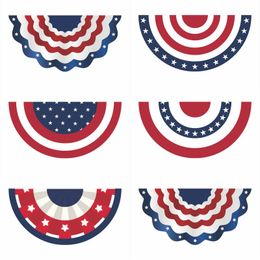 USA Patriottische geplooide waaiervlag Stars and Stripes Flag Bunting voor Memorial Day 4 juli Home Yard Decoration