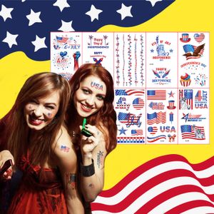 USA patriottische thema sticker tijdelijke tatoeages Amerika rood wit en blauw Independence Day feestartikelen KDJK2306