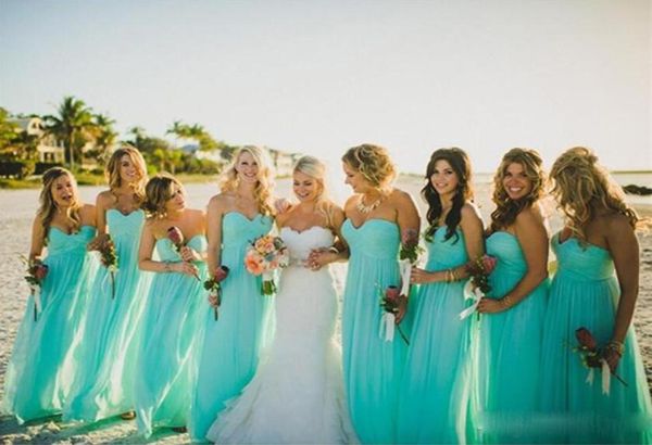 Robes de demoiselle d'honneur en mousseline de soie turquoise, plage populaire des États-Unis, grande taille, longueur au sol, robe de soirée d'invité de mariage pour fête formelle d'automne Go2402010