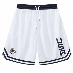 USA Imprimer Basketball Shorts Formation Hommes Shorts actifs Poches lâches Cyclisme Exercice Formation Courir Gum Sports Bas Vêtements L5Iu #