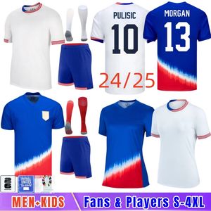 USA Soccer Jerseys 2024 2025 Copa America Woman Woman Usa Kids Kit USMNT 24/25 Home Away Usa Football Shirts Men Player Version Pulisic Smith Morgan Balogun