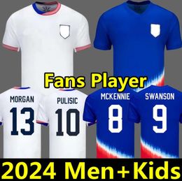 S-4XL USA Soccer Jerseys 2024 Copa America Femme Kit enfants 24 25 Chemises de football à domicile Hommes Version Joueur PULISIC SMITH MORGAN BALOGUN MUSAH McKENNIE ADAMS