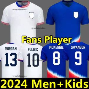 USA Soccer Jerseys 2024 Copa America Woman Kid Kit 24 25 Home Away Football Shirts Men Player Version Pulisic Smith Morgan Balogun Musah McKennie Adams