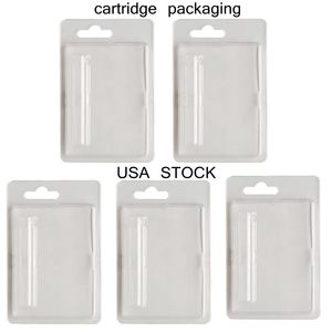 USA Stock 0,8 ml 1,0 ml Emballage de cartouche de vape Emballage de chariot à clapet en plastique transparent Taille 116X75mm Boîte de coque de palourde Personnaliser la carte disponible