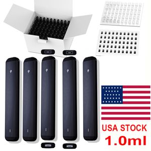 USA STOCK 1,0 ml jetable Vape stylo épais chariots à huile vaporisateurs sans tige bobine en céramique vide Snap in Cap E-cigarette rechargeable 280 mah batterie logo personnalisé