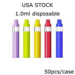 USA VOORRAAD 1.0 ml Lege Wegwerp Vape Pen 350 mah Oplaadbare Batterij Dikke Olie Stater Kits 5 Kleuren 50 stks/doos Aanpassen Beschikbaar